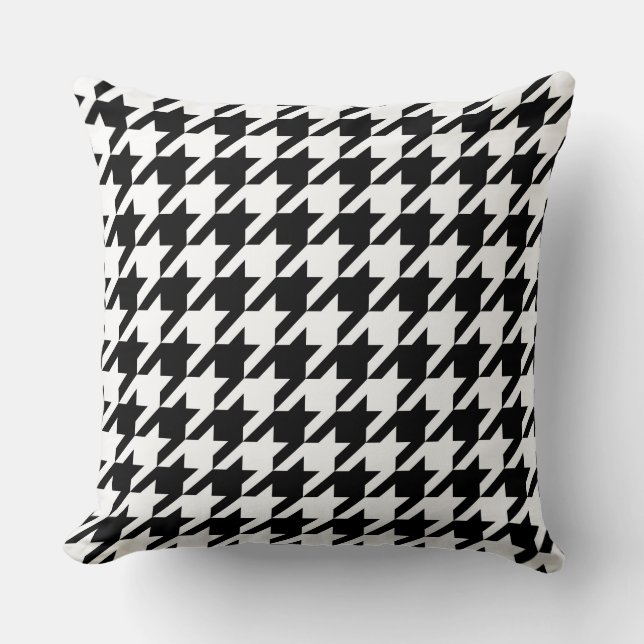 Houndstooth Pattern in Black and White Cushion (Front)