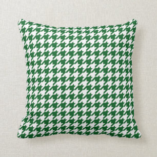Houndstooth Pattern in Kelly Green and White Cushion