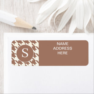 Houndstooth Pattern Mocha Mousse and White