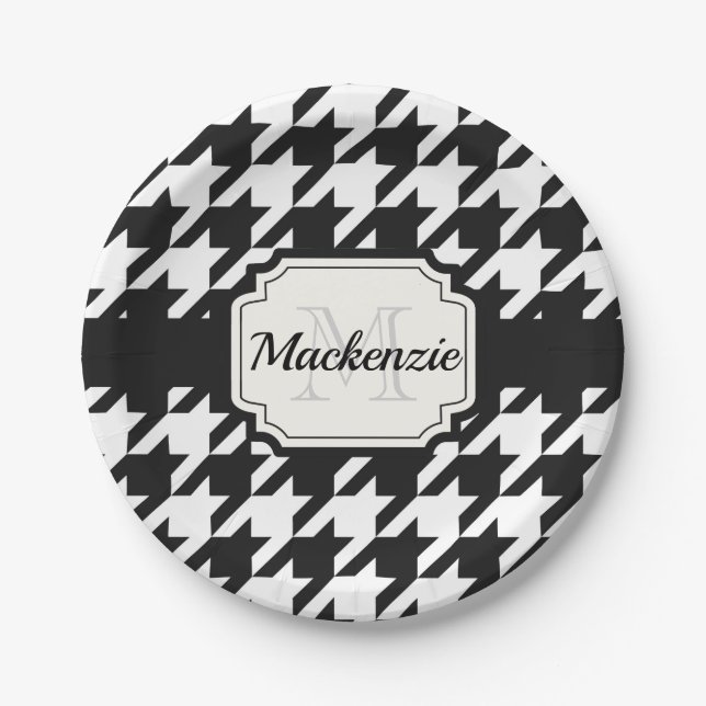 Houndstooth Pattern Paper Plate (Front)