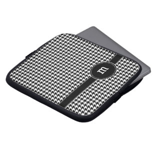 Houndstooth Pattern with Monogram Laptop Sleeve