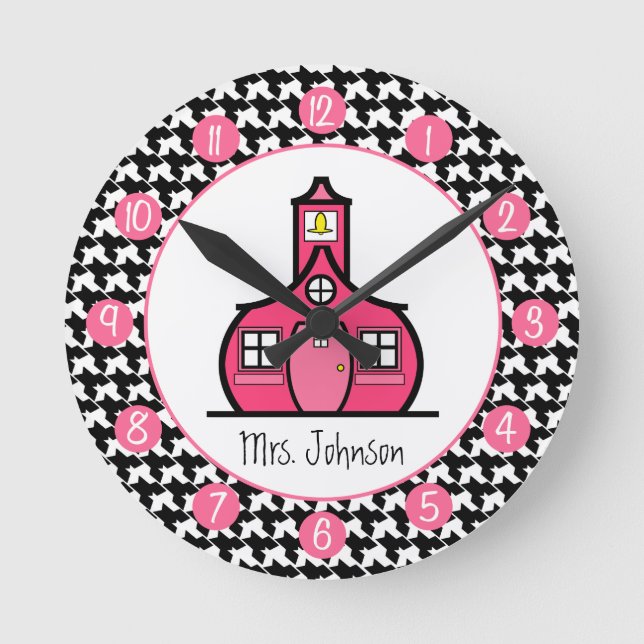 Houndstooth Personalised Clock For Teachers (Front)