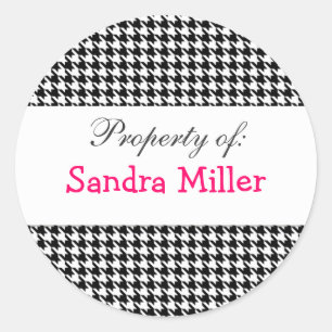 Houndstooth personalised label