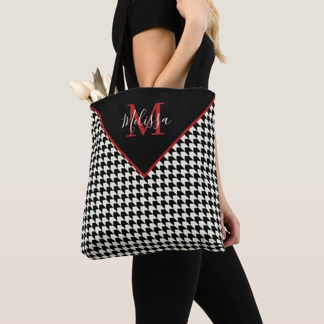 Houndstooth personalised tote bag (Close Up)