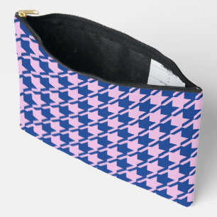 Houndstooth Pink+Blue Pattern Accessory Pouch