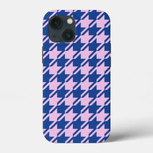 Houndstooth Pink+Blue Pattern iPhone 13 Mini Case