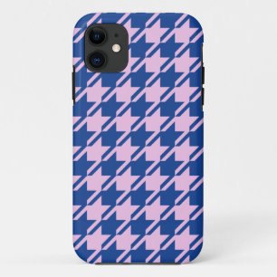 Houndstooth Pink+Blue Pattern iPhone 11 Case