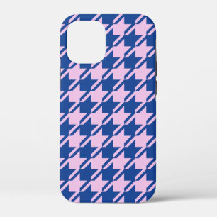 Houndstooth Pink+Blue Pattern iPhone 12 Mini Case