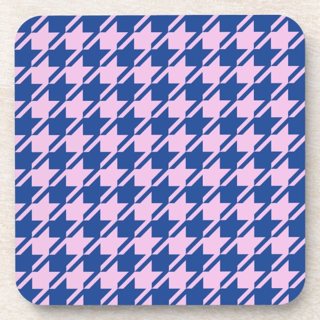 Houndstooth Pink+Blue Pattern Coaster (Front)