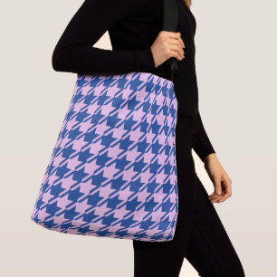Houndstooth Pink+Blue Pattern Crossbody Bag