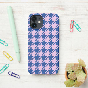 Houndstooth Pink+Blue Pattern iPhone 12 Mini Case