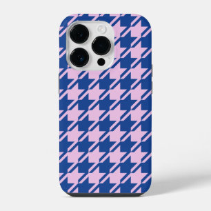 Houndstooth Pink+Blue Pattern iPhone 14 Pro Case