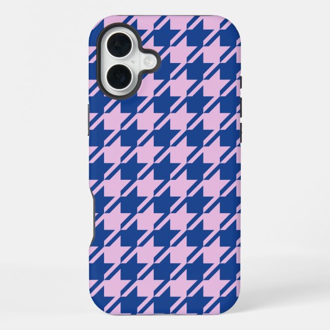 Houndstooth Pink+Blue Pattern iPhone Case (Back)