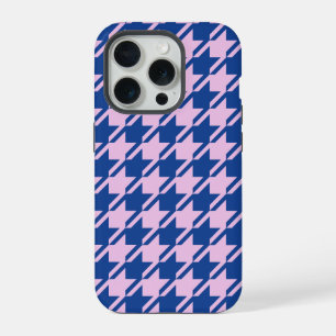 Houndstooth Pink+Blue Pattern iPhone 15 Pro Case