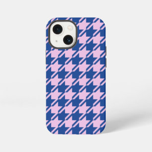 Houndstooth Pink+Blue Pattern iPhone 13 Mini Case