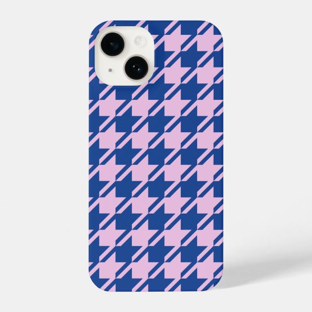 Houndstooth Pink+Blue Pattern iPhone Case (Back)