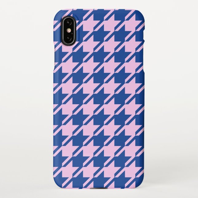 Houndstooth Pink+Blue Pattern iPhone Case (Back)