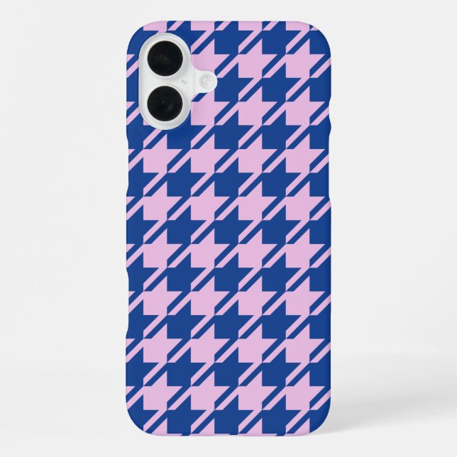 Houndstooth Pink+Blue Pattern iPhone Case (Back)