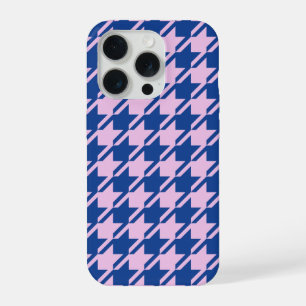 Houndstooth Pink+Blue Pattern iPhone 15 Pro Case