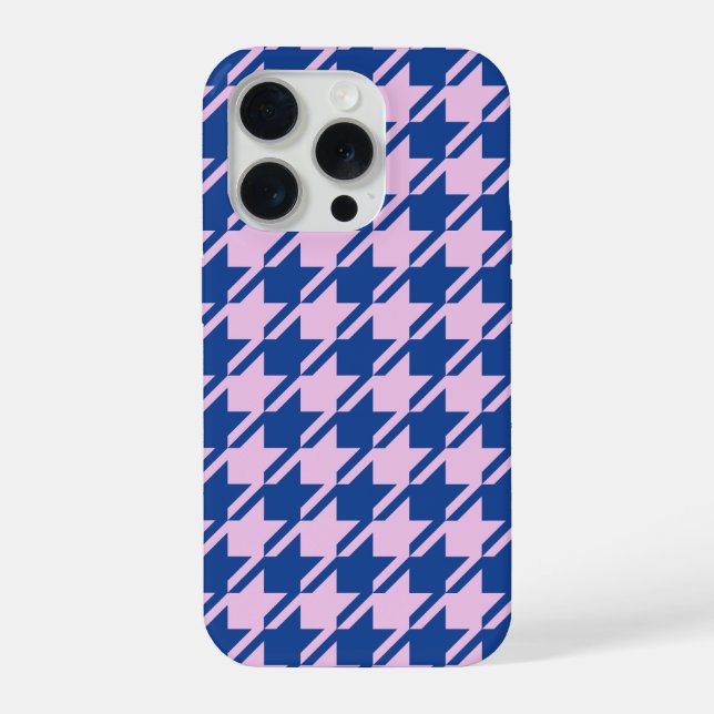 Houndstooth Pink+Blue Pattern iPhone Case (Back)