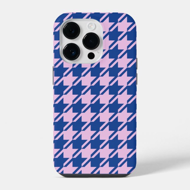 Houndstooth Pink+Blue Pattern iPhone Case (Back)
