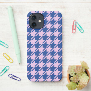 Houndstooth Pink+Blue Pattern iPhone 12 Case