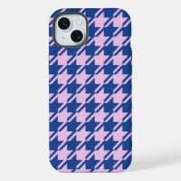 Houndstooth Pink+Blue Pattern