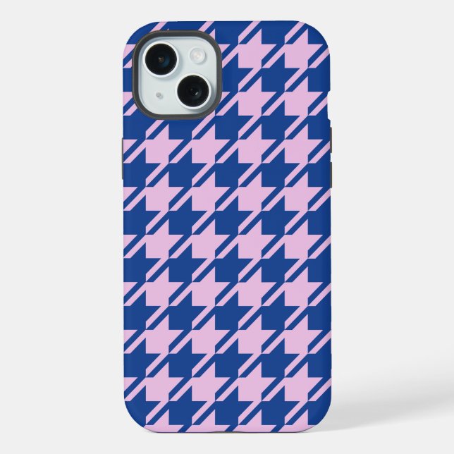 Houndstooth Pink+Blue Pattern iPhone Case (Back)