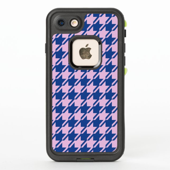 Houndstooth Pink+Blue Pattern LifeProof iPhone Case (Back)