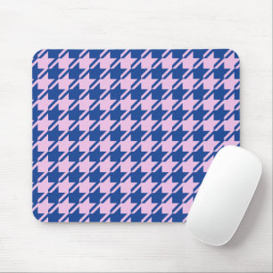 Houndstooth Pink+Blue Pattern Mouse Mat