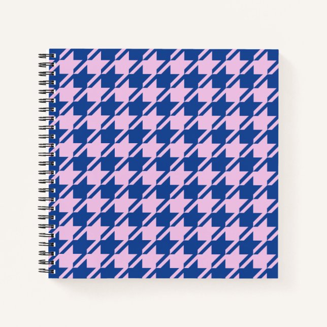 Houndstooth Pink+Blue Pattern Notebook (Front)