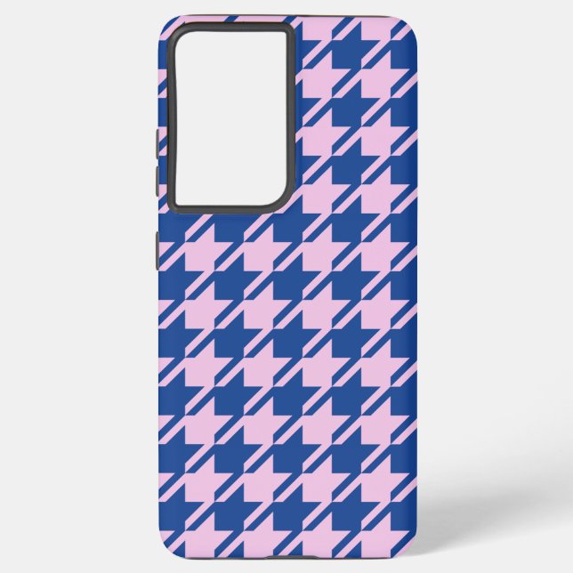 Houndstooth Pink+Blue Pattern Samsung Galaxy S21+ Case (Back)
