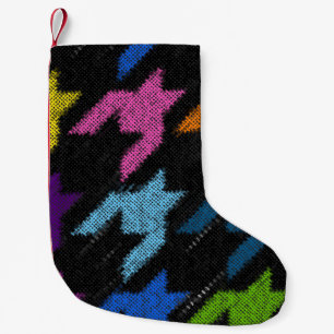 Houndstooth: rough canvas imitation. small christmas stocking