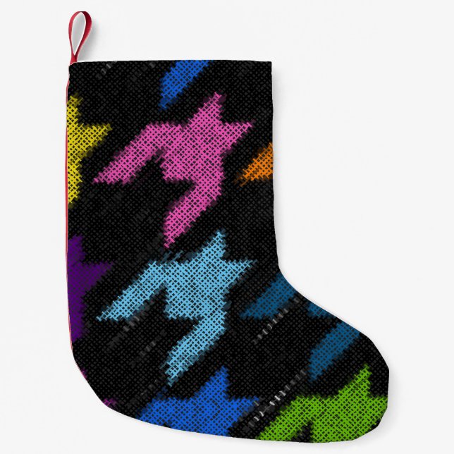 Houndstooth: rough canvas imitation. small christmas stocking (Front)