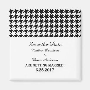 Houndstooth Save the Date Magnet, Black Magnet