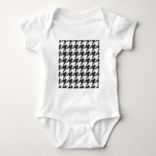 Houndstooth seamless grey, black and white pattern baby bodysuit