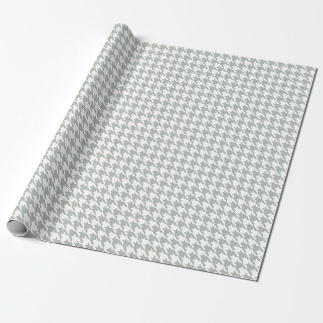 Houndstooth Silver Grey Wrapping Paper (Unrolled)