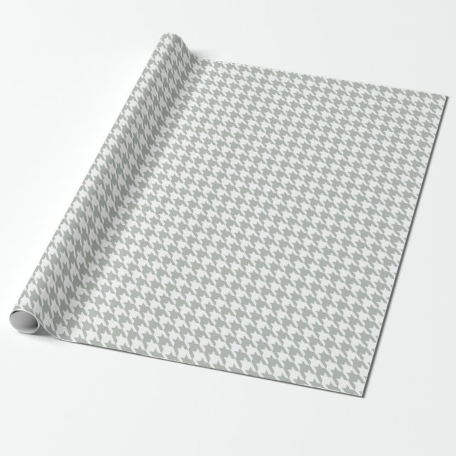 Houndstooth Silver Grey Wrapping Paper (Unrolled)