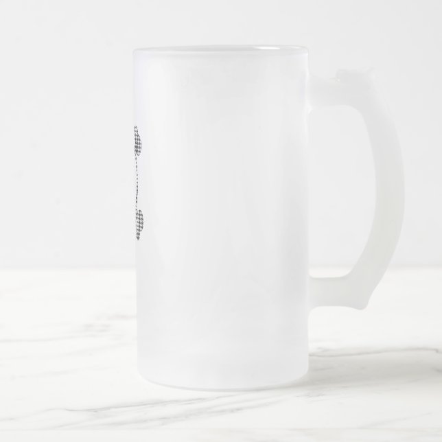 Houndstooth skull frosted glass beer mug (Right)