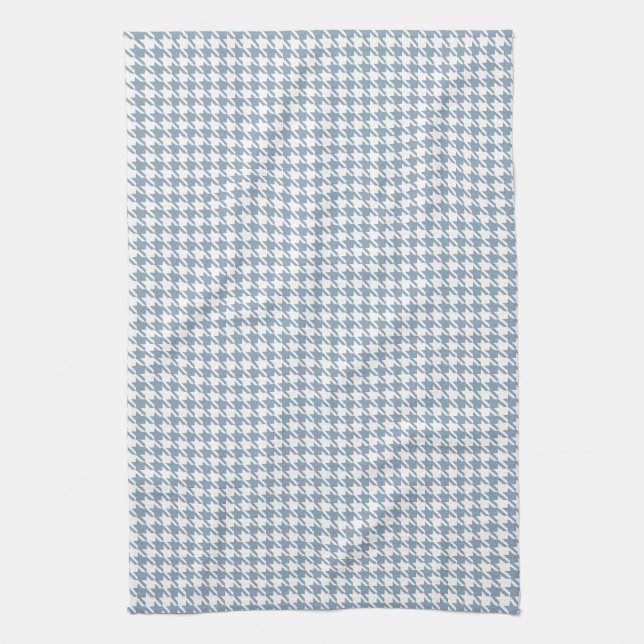 Houndstooth Slate and White Tea Towel (Vertical)