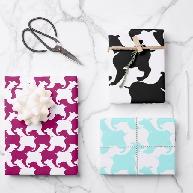 Houndstooth Style Tesselation Dog Choose colour Wrapping Paper Sheet (Front)