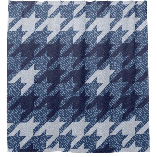 Houndstooth Tartan Jeans Background Design Shower Curtain (Front)