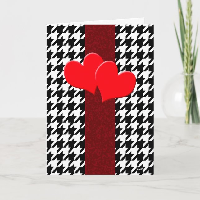 Houndstooth Valentine's Day Holiday Card (Front)