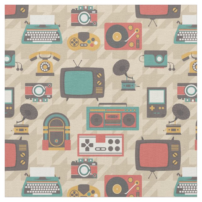 houndstooth vintage retro nostalgia jukebox fabric (Close Up)