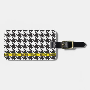 Houndstooth Wrapped in Caution Luggage Tag