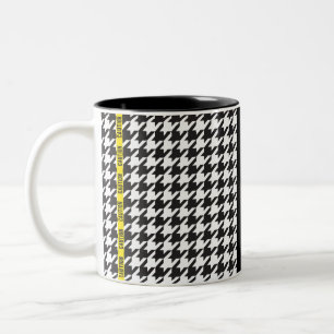 Houndstooth Wrapped in Caution  Two-Tone Coffee Mug