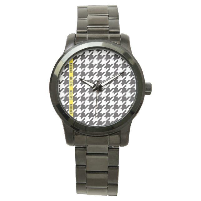 Houndstooth Wrapped in Caution  Watch (Front)