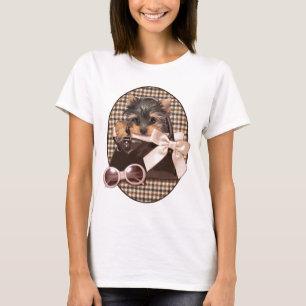 Houndstooth Yorkie Puppy T-Shirt