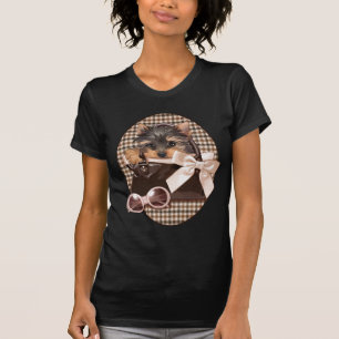 Houndstooth Yorkie Puppy T-Shirt