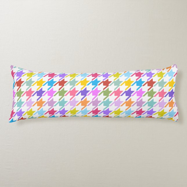 Houndtooth Multicolor+White Pattern Body Cushion (Front)